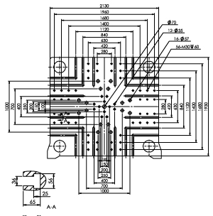 Размер плит T-slot (опция) термопластавтомата ТПА Bole BL1600EKII