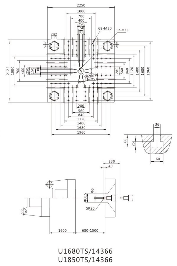 Термопластавтомат Sonly U1680TS чертежи плит